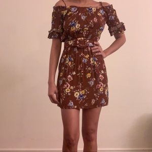 Bershka Floral printed off shoulder dress